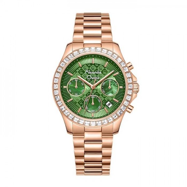 Alexandre Christie AC 6696 Rosegold Green Steel Lady MCFRGGN Alexandre Christie AC 6696 Rosegold Green Steel Lady MCFRGGN